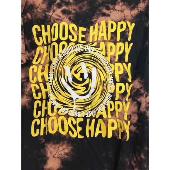 CHEMISTRY Mens Tie Dye Smiley Face Graphic T Shirt Black Orange Size Lg unisex - Picture 5 of 5